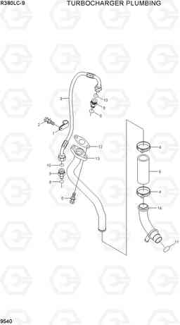 9540 TURBOCHARGER PLUMBING R380LC-9, Hyundai