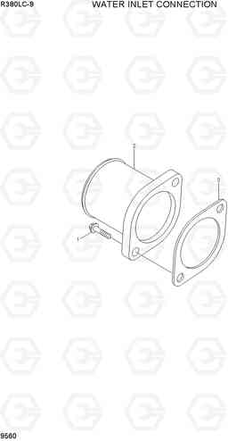9560 WATER INLET CONNECTION R380LC-9, Hyundai