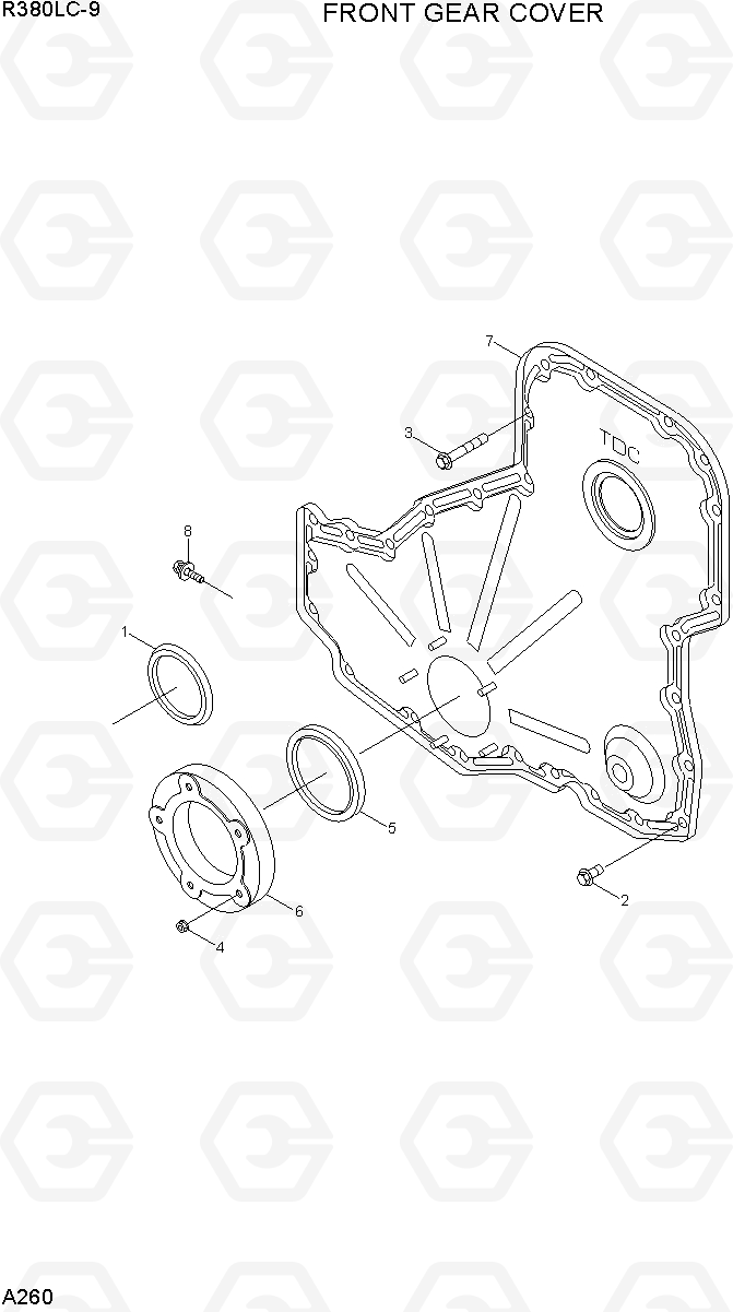 A260 FRONT GEAR COVER R380LC-9, Hyundai