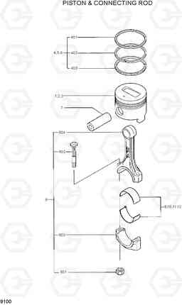 9100 PISTON & CONNECTING ROD R36N-7, Hyundai