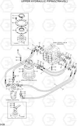 3120 UPPER HYDRAULIC PIPING(TRAVEL) R370LC-7, Hyundai