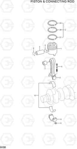 9100 PISTON & CONNECTING ROD R370LC-7, Hyundai