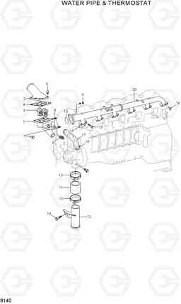 9140 WATER PIPE & THERMOSTAT R370LC-7, Hyundai