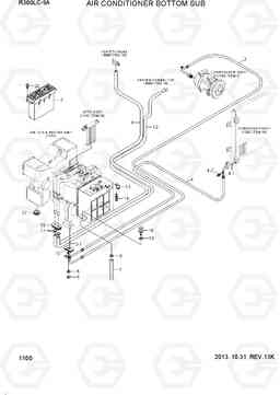 1100 AIR CONDITIONER BOTTOM SUB R380LC-9A, Hyundai