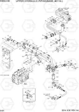 3101 UPPER HYD PIPING(BASE, #0118-) R380LC-9A, Hyundai