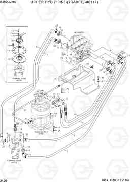 3120 UPPER HYD PIPING(TRAVEL, -#0117) R380LC-9A, Hyundai