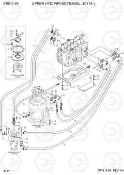 3121 UPPER HYD PIPING(TRAVEL, #0118-) R380LC-9A, Hyundai