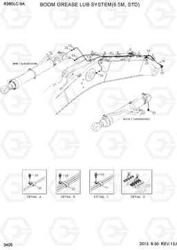 3405 BOOM GREASE LUB SYSTEM(6.5M, STD) R380LC-9A, Hyundai