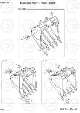 7350 BUCKET(5 TEETH, ROCK, -#0025) R380LC-9A, Hyundai