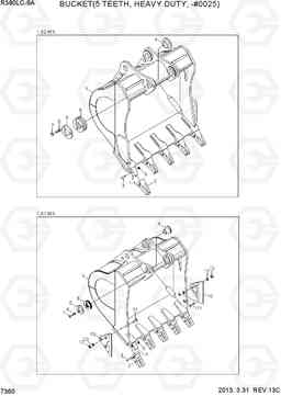 7360 BUCKET(5 TEETH, HEAVY DUTY -#0025) R380LC-9A, Hyundai