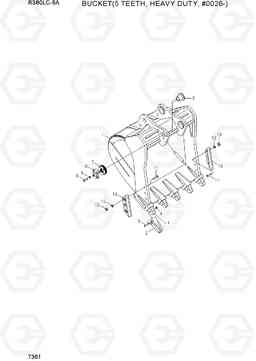 7361 BUCKET(5 TEETH, HEAVY DUTY, #0026-) R380LC-9A, Hyundai