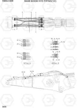 3400 BASE BOOM HYD PIPING(1/2) R380LC-9DM, Hyundai