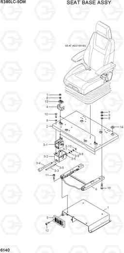 6140 SEAT BASE ASSY R380LC-9DM, Hyundai