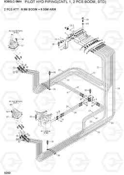 3200 PILOT HYD PIPING(CNTL 1, 2 PCS ATT, STD) R380LC-9MH, Hyundai