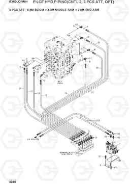 3240 PILOT HYD PIPING(CNTL 2, 3 PCS ATT, OPT) R380LC-9MH, Hyundai