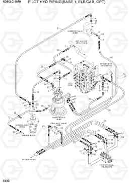 3330 PILOT HYD PIPING(BASE 1, ELE/CAB, OPT) R380LC-9MH, Hyundai