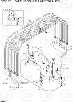 3380 PILOT HYD PIPING(CAB ELEVATING 2, OPT) R380LC-9MH, Hyundai