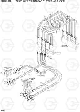 3390 PILOT HYD PIPING(CAB ELEVATING 3, OPT) R380LC-9MH, Hyundai