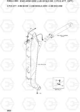 3650 END ARM GRE LUB SYS(3.3M, 3 PCS AT, OPT) R380LC-9MH, Hyundai