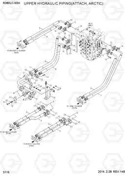 3115 UPPER HYD PIPING(ATTACH, ARCTIC) R380LC-9SH, Hyundai