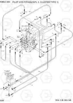 3220 PILOT HYD PIPING(CNTL 3, CLUSTER TYPE 1) R380LC-9SH, Hyundai