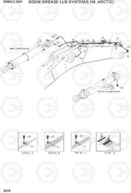 3415 BOOM GREASE LUB SYSTEM(6.5,ARCTIC) R380LC-9SH, Hyundai