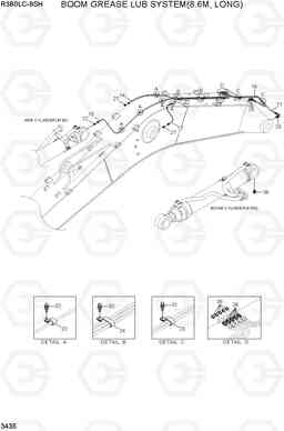 3435 BOOM GREASE LUB SYSTEM(8.6M, LONG) R380LC-9SH, Hyundai