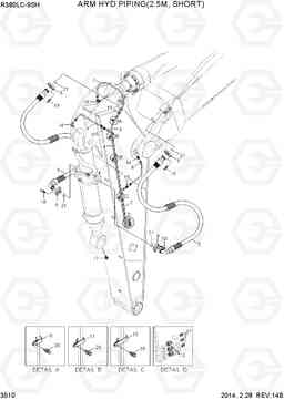 3510 ARM HYDRAULIC PIPING(2.5M, SHORT) R380LC-9SH, Hyundai
