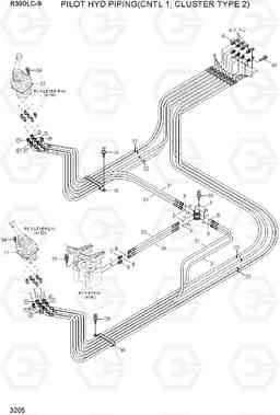 3205 PILOT HYD PIPING(CNTL 1, CLUSTER TYPE 2) R390LC-9(INDIA), Hyundai