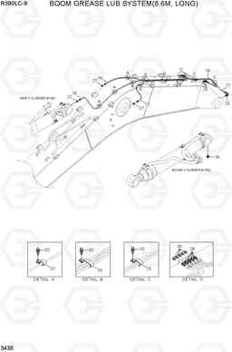 3435 BOOM GREASE LUB SYSTEM(8.6M, LONG) R390LC-9(INDIA), Hyundai