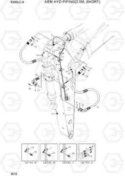 3510 ARM HYDRAULIC PIPING(2.5M, SHORT) R390LC-9(INDIA), Hyundai