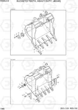7360 BUCKET(5 TEETH, HEAVY DUTY, -#0346) R390LC-9(INDIA), Hyundai