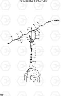 1024 FUEL NOZZLE & SPILL TUBE R420/R450LC, Hyundai