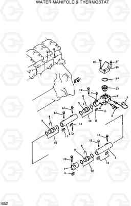 1052 WATER MANIFOLD &THERMOSTAT R420/R450LC, Hyundai