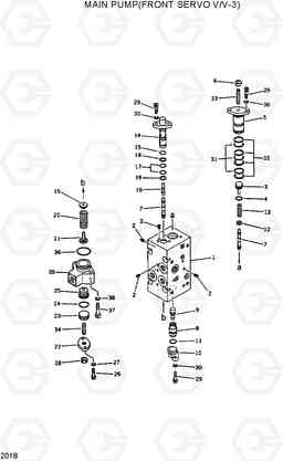 201B MAIN PUMP(FRONT SERVO V/V-3) R420/R450LC, Hyundai