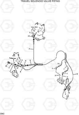 2042 TRAVEL SOLENOID VALVE PIPING R420/R450LC, Hyundai