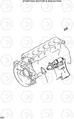3051 STARTING MOTOR & MOUNTING R420/R450LC, Hyundai