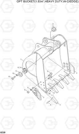 6038 OPT BUCKET(1.83㎥,HEAVY DUTY,W-C/EDGE) R420/R450LC, Hyundai