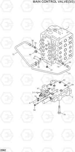 2092 MAIN CONTROL VALVE(3/3) R450LC-3(-#1000), Hyundai