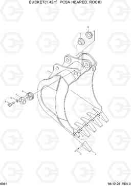 6061 BUCKET(1.49㎥ PCSA HEAPED, ROCK) R450LC-3(-#1000), Hyundai