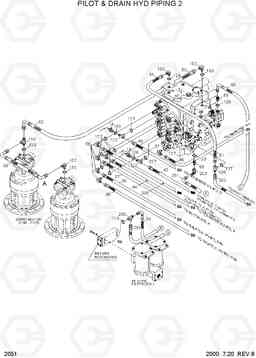 2051 PILOT & DRAIN HYD PIPING 2 R450LC-3(#1001-), Hyundai