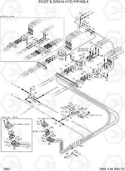 2053 PILOT & DRAIN HYD PIPING 4 R450LC-3(#1001-), Hyundai