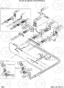 2054 PILOT & DRAIN HYD PIPING 5 R450LC-3(#1001-), Hyundai