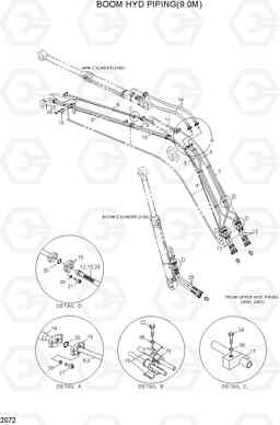 2072 BOOM HYD PIPING(9.0M) R450LC-3(#1001-), Hyundai