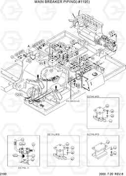 2190 MAIN BREAKER PIPING(-#1195) R450LC-3(#1001-), Hyundai