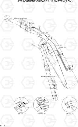 4112 ATTACHMENT GREASE LUB SYSTEM(9.0M) R450LC-3(#1001-), Hyundai