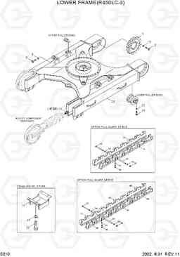 5010 LOWER FRAME(R450LC-3) R450LC-3(#1001-), Hyundai