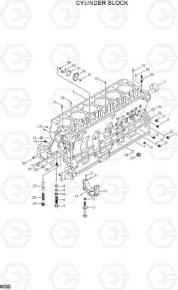 8030 CYLINDER BLOCK R450LC-3(#1001-), Hyundai