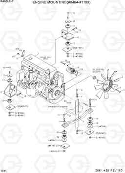 1011 ENGINE MOUNTING(#0464-#1199) R450LC-7, Hyundai