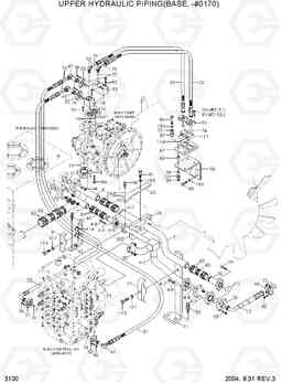 3100 UPPER HYDRAULIC PIPING(BASE, -#0170) R450LC-7, Hyundai